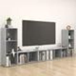 vidaXL Meubles TV 4 pcs Gris béton 107x35x37 cm Bois d'ingénierie - TU
