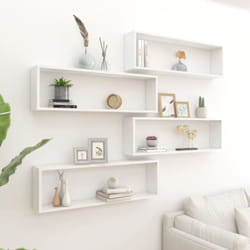 Vidaxl - tagères cube murales 4 pcs blanc brillant bois d'ingénierie