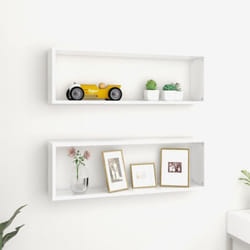 Tagères cube murales 2pcs Blanc 80x15x26,5cm bois d'ingénierie Vidaxl