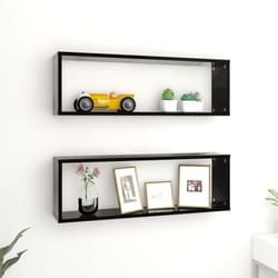 Tagères cube murales 2pcs Noir 80x15x26,5cm bois d'ingénierie Vidaxl