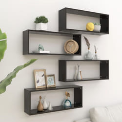 Tagères murales cube 4 pcs Noir 60x15x23 cm Bois d'ingénierie Vidaxl