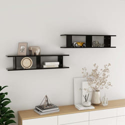 Vidaxl - tagères murales 2 pcs Noir 90x18x20 cm bois d'ingénierie