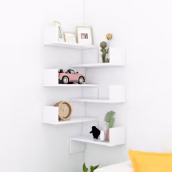 Également belle et fonctionnelle, l'étagère d’angle murale élégante convient à votre salon, chambre à coucher ou cuisine. L'é ...