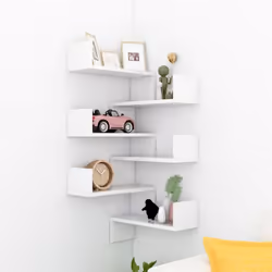 Également belle et fonctionnelle, l'étagère d’angle murale élégante convient à votre salon, chambre à coucher ou cuisine. L'é ...