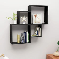 Étagère murale cube Noir 80x15x78,5 cm Bois d'ingénierie vidaXL