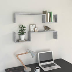 Tagères murales 2 pcs gris béton 100x15x20cm bois d'ingénierie Vidaxl