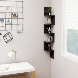 Vidaxl - tagère d'angle murale Noir 20x20x127,5 cm Bois d'ingénierie