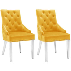 Chaises À Manger Lot De 2 Jaune Velours Vidaxl