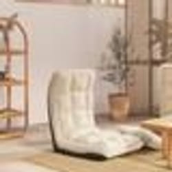vidaXL Chaise pliable de sol Crème Tissu
