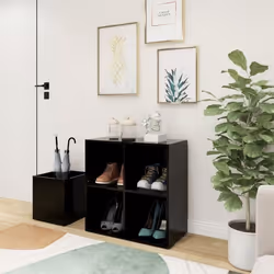 vidaXL Armoire à chaussures d'entrée noir bois d'ingénierie - TU
