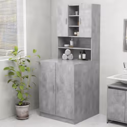 Description générale Avec ce meuble pour lave-linge, vous pouvez optimiser l'espace de rangement dans votre salle de bains. S ...