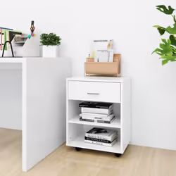 Attrayante et fonctionnelle, cette armoire à roulettes apporte un style clair et moderne. Elle est fabriquée en bois d'ingéni ...