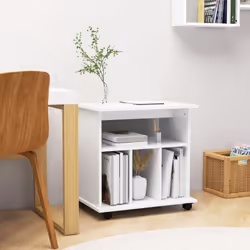 Attrayante et fonctionnelle, cette armoire à roulettes apporte un style clair et moderne. Elle est fabriquée en bois d'ingéni ...