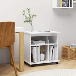 vidaXL Armoire à roulettes Blanc brillant 60x45x60cm Bois d'ingénierie