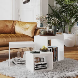 Vidaxl - Tables gigognes 3 pcs Blanc Aggloméré
