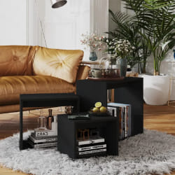 vidaXL Tables gigognes 3 pcs Noir Aggloméré - TU