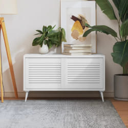 vidaXL Portes d'armoire à persiennes 2pcs blanc 39,5x49,4cm pin massif - TU