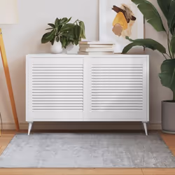 vidaXL Portes d'armoire à persiennes 2pcs blanc 61,5x59,4cm pin massif - TU