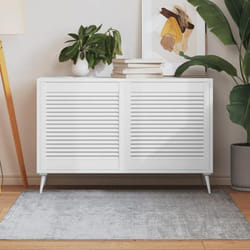 vidaXL Portes d'armoire à persiennes 2pcs blanc 61,5x59,4cm pin massif - TU