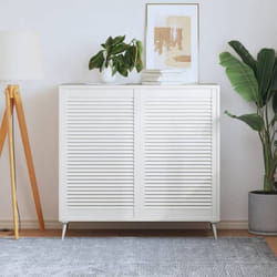 vidaXL Portes d'armoire à persiennes 2pcs blanc 99,3x59,4cm pin massif - TU