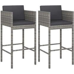 Vidaxl - Tabourets de bar lot de 2 avec coussins gris résine tressée