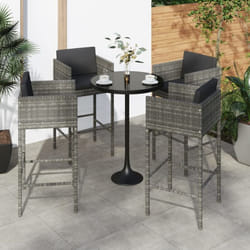 Vidaxl - Tabourets de bar lot de 4 avec coussins gris résine tressée