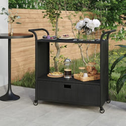 Chariot de bar avec tiroir Noir 100x45x97 cm Résine tressée Vidaxl