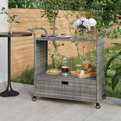 Vidaxl - Chariot de bar avec tiroir Gris 100x45x97 cm Résine tressée