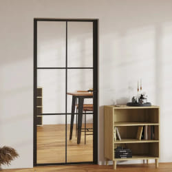 vidaXL Porte intérieure Verre ESG et aluminium 93x201,5 cm Noir
