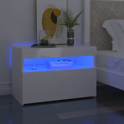 vidaXL Tables de chevet lumières LED 2 pcs blanc brillant 60x35x40 cm