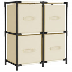 Armoire de rangement 4 paniers en tissu Crème 63x30x71 cm Acier Vidaxl
