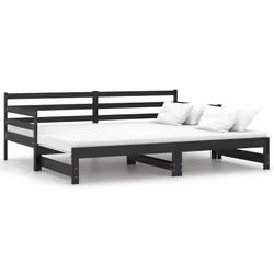 VidaXL 806959, lit sofa, Noir, Bois de pin, 2030 mm, 980 mm, 690 mm
