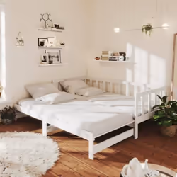 vidaXL Lit coulissant Blanc Bois de pin massif 2x(90x200) cm