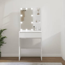 Vidaxl - Coiffeuse avec led Blanc brillant 60x40x140 cm