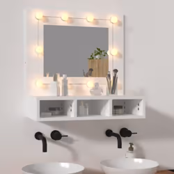 Ajoutez une touche d'esthétique agréable à votre pièce avec cette armoire à miroir avec LED ! Matériau durable : le bois d'in ...