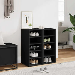 vidaXL Armoires à chaussures 2 pcs Noir 31,5x35x70cm Bois d'ingénierie - TU