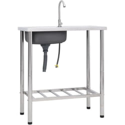 Vier de camping Seul lavabo avec robinet Acier inoxydable Vidaxl