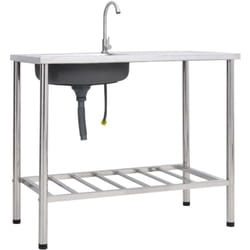 Vidaxl - vier de camping Seul lavabo avec robinet Acier inoxydable