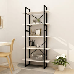 Bibliothèque avec 5 bois et métal metal moderne Design diverses couleurs 80x30x175cm Couleur : Blanc
