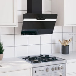 Hotte murale 60 cm Acier et verre trempé Noir Vidaxl