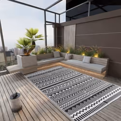 Ce tapis d’extérieur tendance est un excellent supplément décoratif à votre espace de vie extérieur ! Placez-le dans votre zo ...