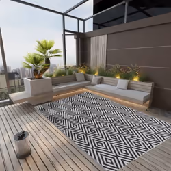 Ce tapis d’extérieur tendance est un excellent supplément décoratif à votre espace de vie extérieur ! Placez-le dans votre zo ...