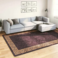 vidaXL Tapis lavable antidérapant 190x300 cm noir et doré - TU