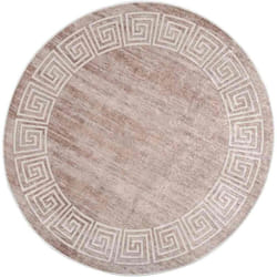 vidaXL Tapis lavable antidérapant 120 cm beige