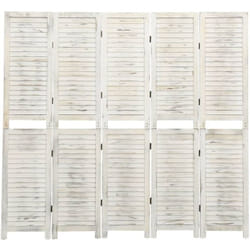 vidaXL Cloison de séparation 5 panneaux Blanc antique 178,5x166cm Bois