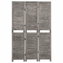 vidaXL Cloison de séparation 3 panneaux Gris 106,5x166 cm Bois solide