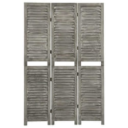 vidaXL Cloison de séparation 3 panneaux Gris 106,5x166 cm Bois solide