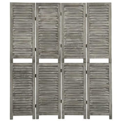 vidaXL Cloison de séparation 4 panneaux Gris 143x166 cm Bois solide