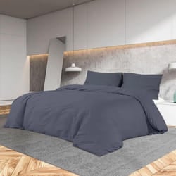 vidaXL Ensemble de housse de couette Anthracite 200x200 cm Microfibre - 200 x 200 cm
