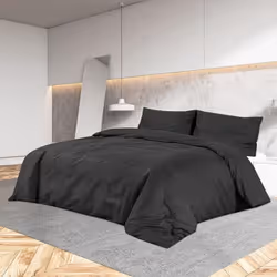 vidaXL Ensemble de housse de couette Noir 140x200 cm Microfibre légère - 140 x 200 cm